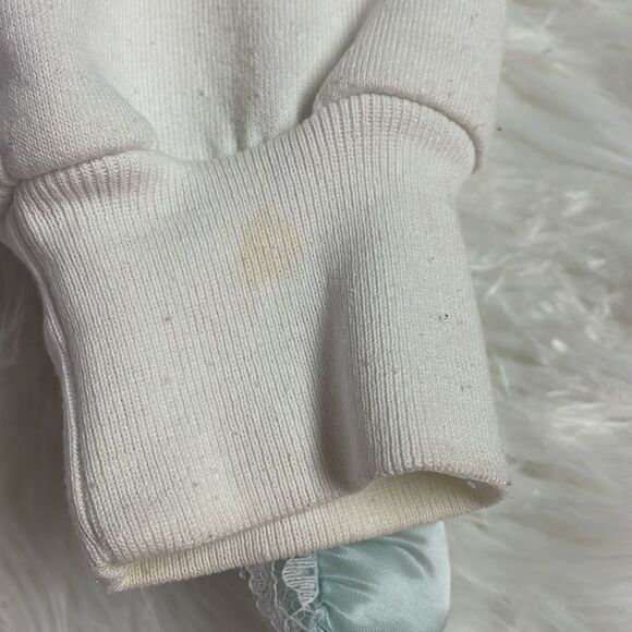 Ladies Button Up Cardigan Jacket, Size Large, White with Birds and Floral Design - Picture 10 of 12